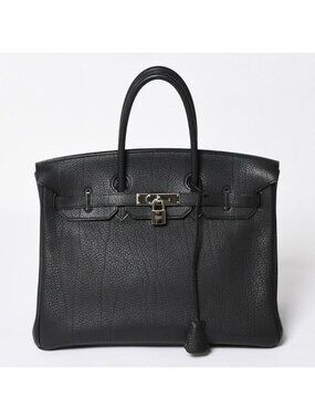 Hermes Birkin 35 Fjord Black Silver Handbag